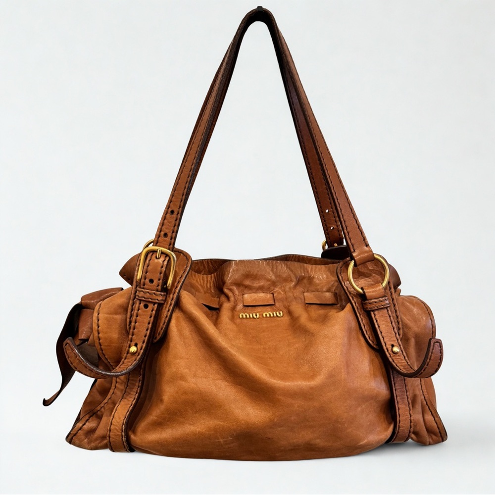MIU MIU Soft Leather Two Way Tote Bag w/COA